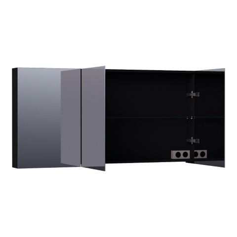 BRAUER Impress armoire de toilette – 139 x 70 x 15 cm – 3 portes, portes-miroir double face – Noir mat SW392995