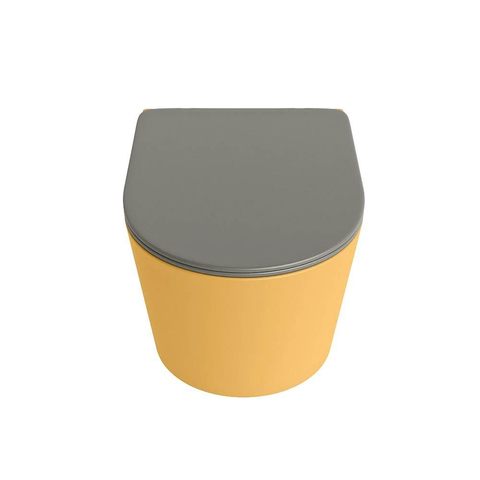 Mondiaz LAVIE WC suspendu – sans bride – 36 x 53 cm – avec abattant softclose – Ocher (jaune), abattant Smoke (brun clair) SW1208732