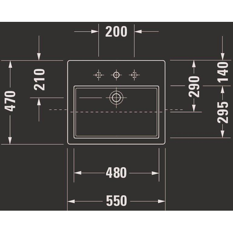 Duravit Vero Half inbouwwastafel - met kraangat - met overloop - 55x47cm - met wondergliss - inclusief bevestiging - wit 0300008