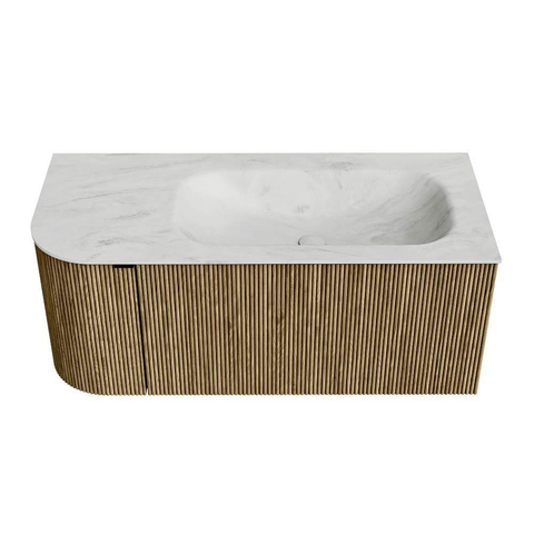 Mondiaz KURVE-DLUX Ensemble de meubles de salle de bains - 105x46x40cm - 1 tiroir - 1 porte - lavabo solid surface - droit - 1 trou de robinet - Dusk SW1415059