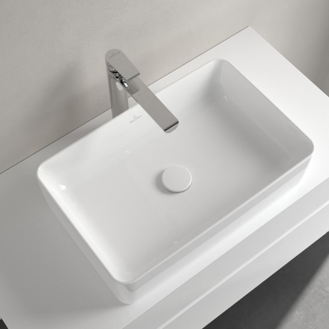 Villeroy & Boch Collaro opzetwastafel rechthoekig - 56x36cm - zonder overloop - zonder kraangat CeramicPlus - White Alpine (glans wit) SW358360