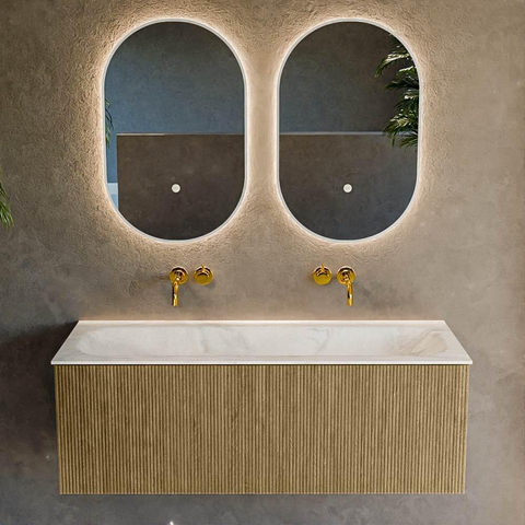Mondiaz KURVE-DLUX Ensemble de meuble de salle de bains - 120x46x40cm - 1 tiroir - vasque solid surface - centre - sans trou de robinet - Dusk SW1415158