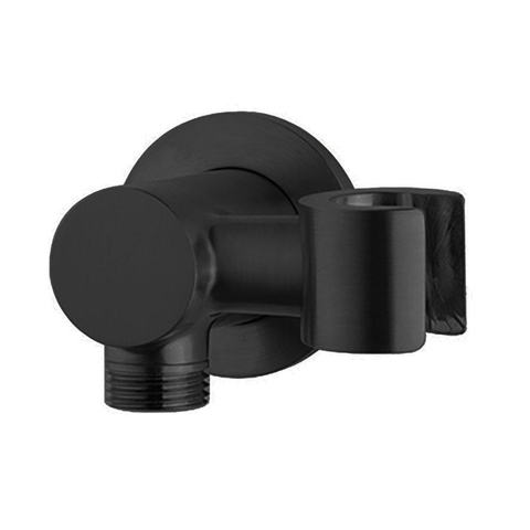 Wiesbaden UniMatch coude mural de raccordement avec support de douchette orientable rond 1/2" mat noir SW110891