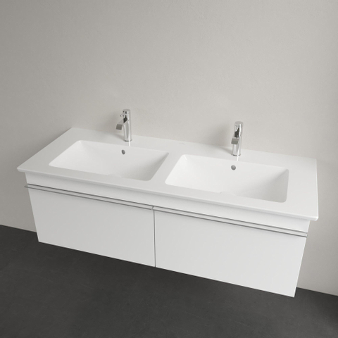 Villeroy & Boch venticello wastafel - 130x50cm - 2 kraangaten overloop ceramic plus - White Alpine (glans wit) 1025101