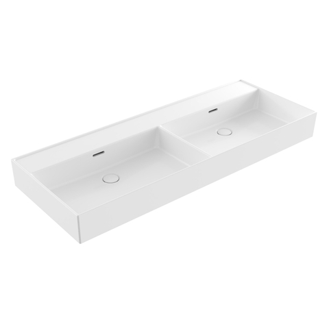 Saniclass Legend Meubelwastafel - 121x47x12cm - met overloop - 2 wasbakken - 0 kraangaten - keramiek - glans wit SW915372