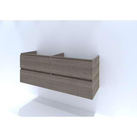 H&R Badmeubelen Infinity Wastafelonderkast - 140x44.8x55cm - 3D-front - 4 lades - sifonuitsparing links - greeploos - charleston SW749760