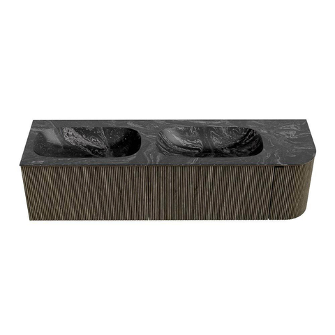 Mondiaz KURVE-DLUX Badkamermeubelset - 165x46x40cm - 2 lade - 1 deur - wastafel solid surface - dubbel / links - zonder kraangat - Shadow SW1414698