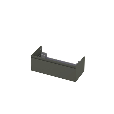 INK Wastafelonderkast - 100x45x35cm - 1 lade - greeploos - MDF lak - Mat beton groen - Incl. INK Faktor wastafel en always open plug - OUTLET UDEN STORE43403