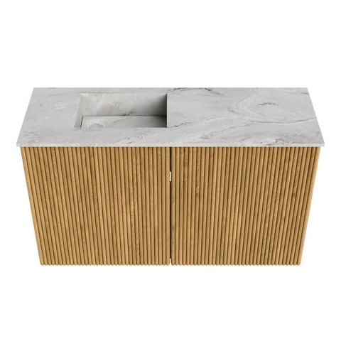 Mondiaz JOYA-DLUX 70cm toiletmeubel - kleur Oak - Wastafel FAYE positie Links 1 kraangat kleur Glace. SW1422006