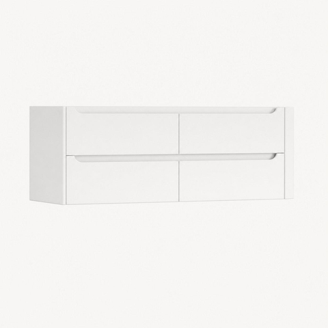 H&R Badmeubelen Juice Meuble sous vasque - 140x45x50cm - angle droit arrondi - 4 tiroirs - poignée intégrée - Blanc brillant SW1490171