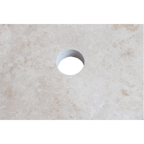 Saniclass Travertine Plan de vasque - 60x46cm - sans trous de robinet - 1 découpe pour siphon - pierre naturelle mouchetée SW1242425