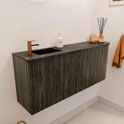 Mondiaz JOYA-DLUX 101.6cm toiletmeubel - ronding rechts kleur Shadow - Wastafel FAYE positie Links 1 kraangat kleur Lava. SW1422865
