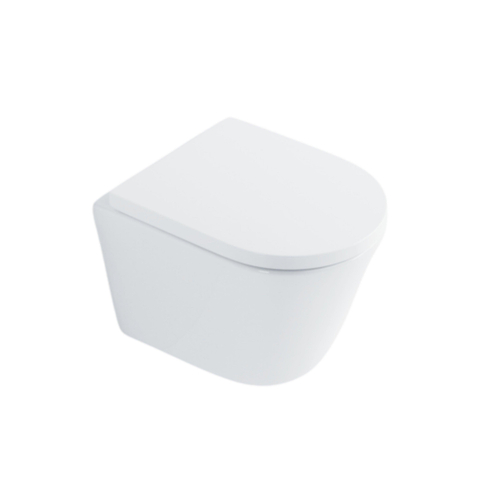 QeramiQ Dely Toiletset - 36.3x51.7cm - diepspoel - rimless - Geberit UP320 plieger inbouwreservoir - softclose toilet zitting - 35mm - mat witte bedieningsplaat - ronde knoppen - glans wit SW1413232