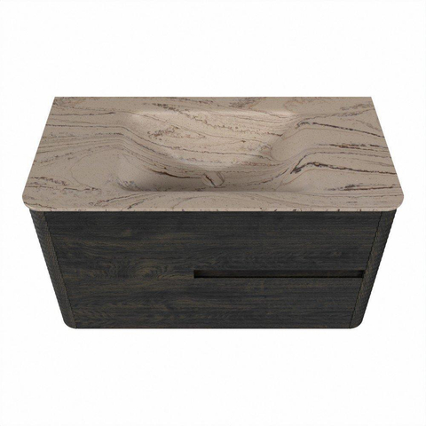 Mondiaz CIRO-DLUX Meuble de salle de bains - 90x45x50cm - Plan-vasque solid surface Arena - 1 cuve Centrale - 1 trou de robinet - 2 tiroirs - Shadow SW1532316