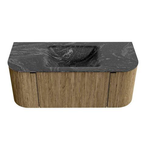 Mondiaz KURVE-DLUX Badkamermeubelset - 110x46x40cm - 1 lade - 2 deuren - wastafel solid surface - midden - 1 kraangat - Dusk SW1415232