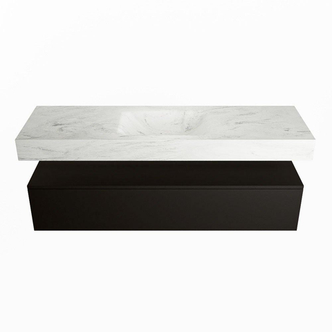 Mondiaz ALAN-DLUX Ensemble de meuble - 150cm - meuble Urban mat - 1 tiroir - Lavabo Cloud Opalo suspendu - vasque Centre - 1 trou de robinet SW806391