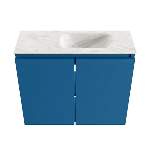 MONDIAZ TURE-DLUX Meuble de toilettes 60 cm Jeans. Lavabo EDEN Ostra position à droite. Avec 1 trou de robinet. SW1104899