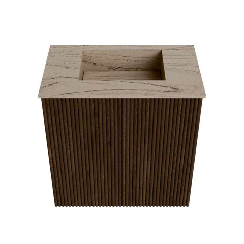 Mondiaz JOYA-DLUX Meuble de toilette 40cm - couleur Walnut - Vasque FAYE position Milieu Sans trou de robinet couleur Arena SW1424306