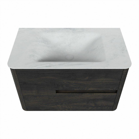 Mondiaz CIRO-DLUX Badkamermeubelset - 80x45x50cm - Solid surface wastafel Opalo - 1 wasbak Midden - 1 kraangat - 2 lades - Shadow SW1532389