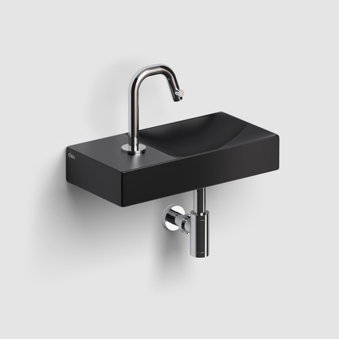 Clou Vale lave-mains en céramique 38x19x7cm trou de robinet à gauche Noir mat SW451468