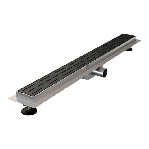 Brauer Douchegoot - 80x7.5cm - vloerflens - RVS - zwart SW771614