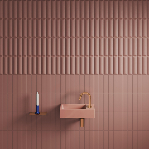 Clou Flush 3 lave-mains 36x18cm avec trou de robinet à droite céramique rose mat SW795717