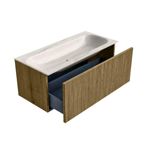 MONDIAZ KURVE-DLUX 100cm badmeubel kleur Dusk met 1 lade en 0 deuren. Wastafel BIG MEDIUM Midden 1 kraangat Meli. SW1431892