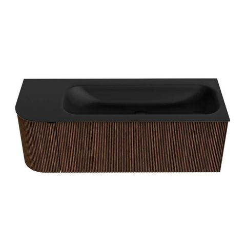 MONDIAZ KURVE Meuble de salle de bains 125cm avec module 25 L couleur Walnut avec 1 tiroir et 1 porte. Lavabo BIG MEDIUM à droite sans trou de robinet Urban. SW1138463