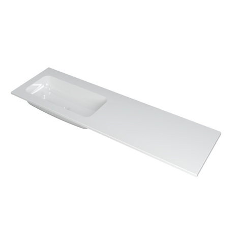 Ink faktor lavabo 160x1.5x45cm 0 trous pour robinet 1 évier polystone blanc brillant SW207303
