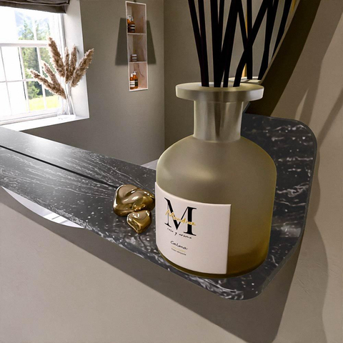 Mondiaz SPOT miroir – Ø 90 cm – avec tablette – Lava (marbre noir) SW1235647