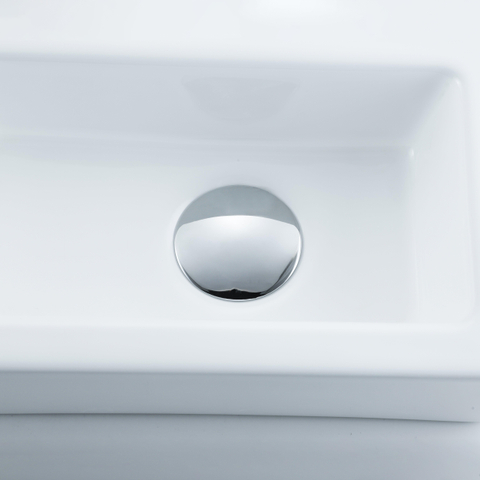 QeramiQ Fuente pack lave-mains – 37,5 x 18,5 x 9 cm – céramique blanc brillant – perçage à gauche – robinet chromé SW1232718