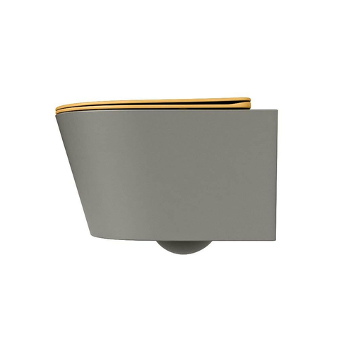 Mondiaz LAVIE hangtoilet – spoelrandloos – 36 x 53 cm – met softclose zitting – Smoke (lichtbruin), zitting Ocher (geel) SW1208679