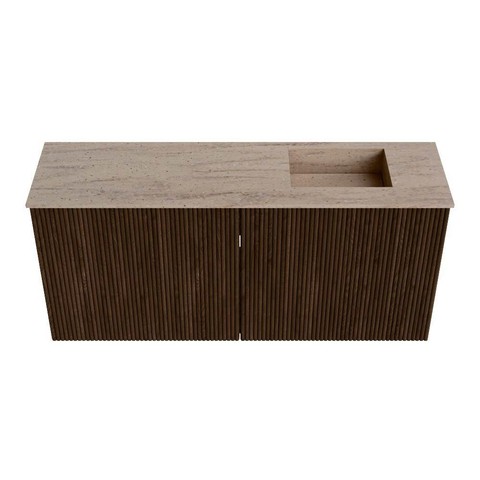 Mondiaz JOYA-DLUX 90cm meuble de salle de bains - couleur Walnut - Vasque FAYE position Droite Sans trou de robinet couleur Saba. SW1424665