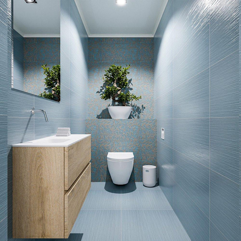 MONDIAZ ADA Toiletmeubel 80x30x50cm met 0 kraangaten 2 lades washed oak mat Wastafel Lex links Solid Surface Wit SW472767
