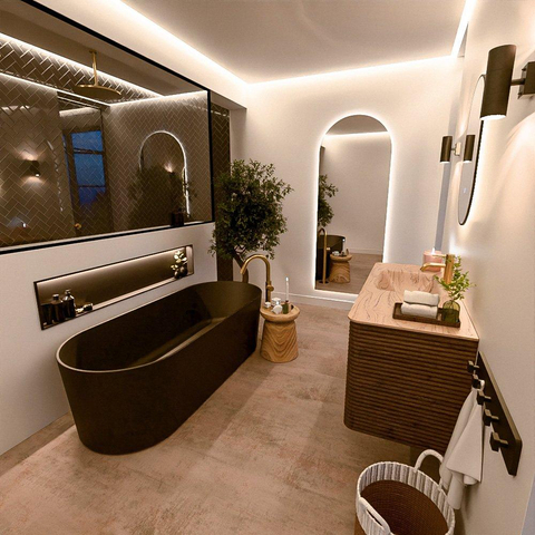 Mondiaz CIRO-DLUX Meuble de salle de bains - 120x45x50cm - Plan vasque Solid surface Arena - 1 vasque à gauche - 1 trou de robinet - 2 tiroirs - Dusk SW1533093