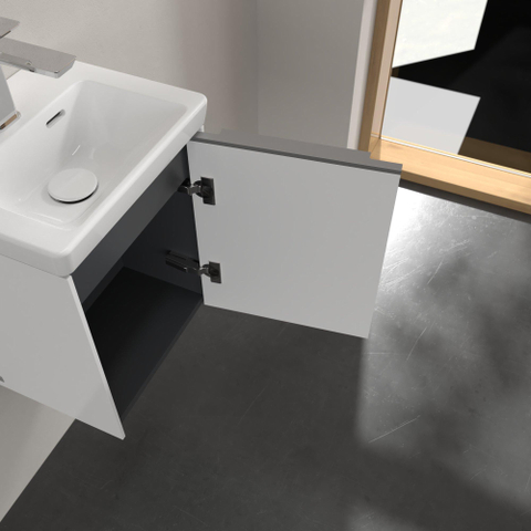 Villeroy & Boch Subway 3.0 wastafelonderkast - 40x40x30cm - met 1 rechtsdraaiende - softclose deur - met aluminium glanzende greep - spaanplaat - Brilliant White (wit) SW701652