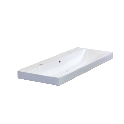 H&R Badmeubelen Just Wastafel - 121x46x7.5cm - 1 wasbak - 2 kraangaten - keramiek wit SW457624
