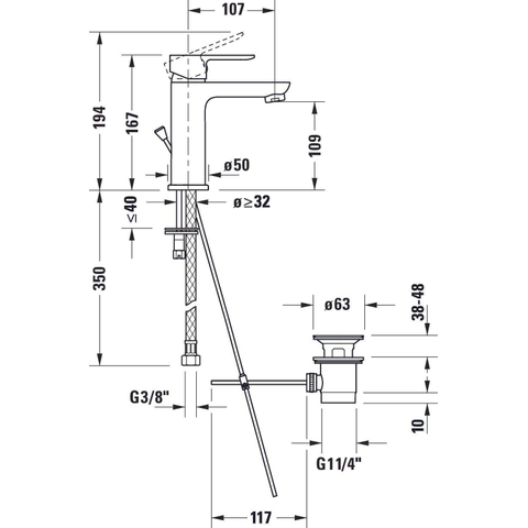 Duravit A.1 Wastafelmengkraan - met waste - m-size - hoogglans chroom SW420802