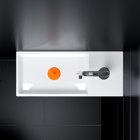 Clou Mini Wash Me fontein 45x19cm kraangat rechts Keramiek Wit -licht beschadigd- OUTLETSTORE STORE44667