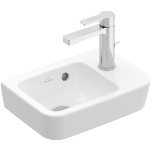 Villeroy & Boch O.novo fontein - 1 kraangat rechts - met overloop - 36x25cm - White Alpine (glans wit) SW445846