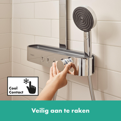 Hansgrohe Pulsify s Howerpipe - 26cm - 2jet - planchet - 40cm - hoogglans chroom SW651114