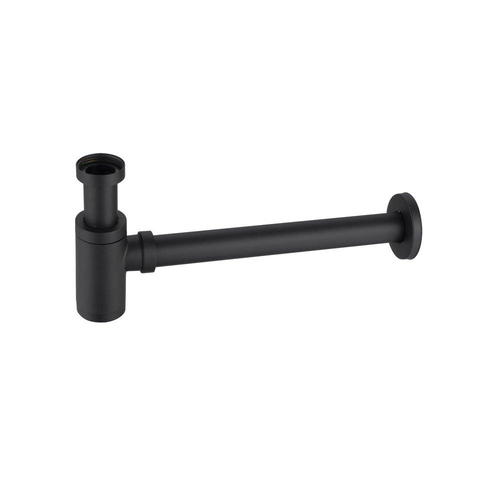 QeramiQ Fuente Ensemble de Lavabo - 40x21.5x12cm - strié - demi-rond - céramique - ensemble de robinet noir mat - bouchon de vidange - siphon abaissé - noir mat SW1233088