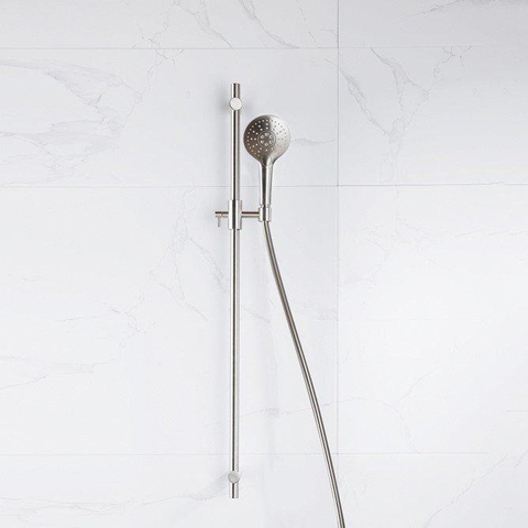 Fortifura Calvi glijstangset - met ronde handdouche - gladde doucheslang - PVD - geborsteld RVS SW1159287