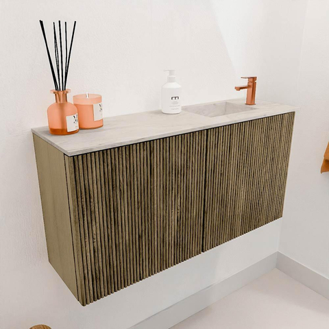 Mondiaz JOYA-DLUX 80cm toiletmeubel - kleur Dusk - Wastafel FAYE positie Rechts 1 kraangat kleur Ostra. SW1423375