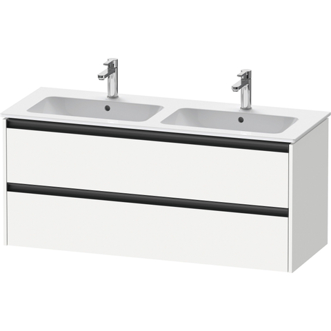 Duravit Ketho.2 Wastafelonderbouwkast - met 2 laden - voor dubbele wastafel - 128x48x55cm - met grepen antraciet - wit mat SW772324