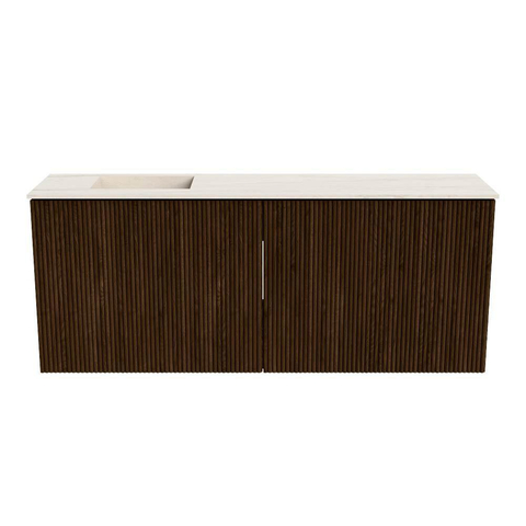 Mondiaz JOYA-DLUX 100cm toiletmeubel - kleur Walnut - Wastafel FAYE positie Links Zonder kraangat kleur Meli. SW1424444