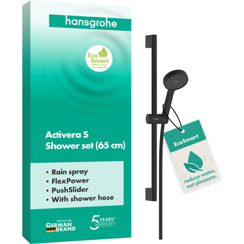Hansgrohe Activera S set de douche - 65cm - 1 jet - ecosmart - noir mat SW1387812