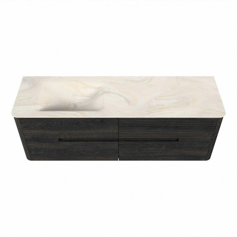 Mondiaz CIRO-DLUX Ensemble de meubles de salle de bains - 150x45x50cm - Plan vasque solid surface Ostra - 1 vasque à gauche - 1 trou de robinet - 4 tiroirs - Shadow SW1532471