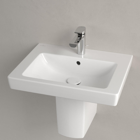 Villeroy & Boch Subway 2.0 wastafel - 55x47cm - 1 kraangat - met overloop - White Alpine (glans wit) 1024088
