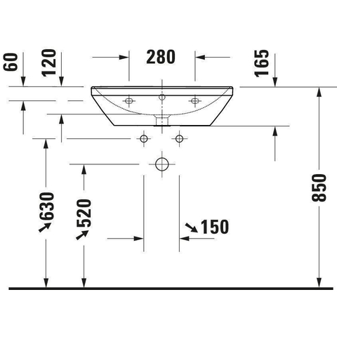 Duravit D-neo Wastafel - met kraangat - met overloop - 60x44x16.5cm - wit SW640560